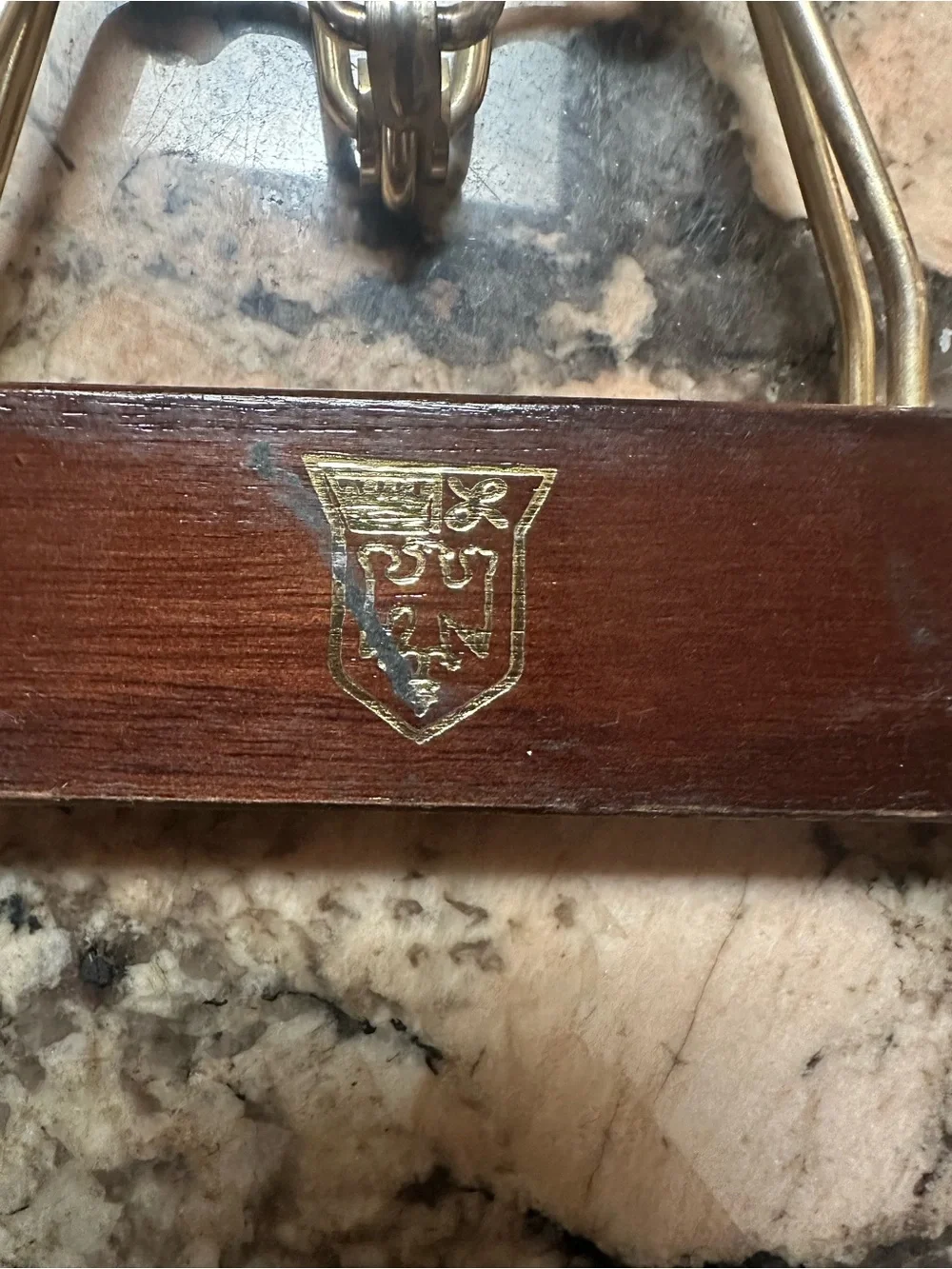 Vtg Royal German Wooden Skirt/Pant Hanger with Brass Clip - Brown